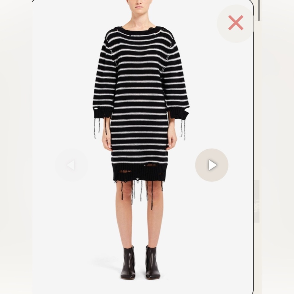 MM6 Maison Margiela Black & White Distressed Knit Dress Sz small